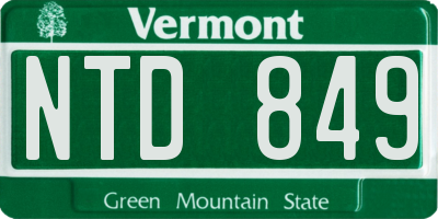 VT license plate NTD849