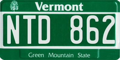 VT license plate NTD862