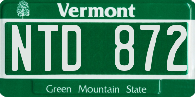 VT license plate NTD872