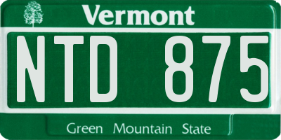 VT license plate NTD875