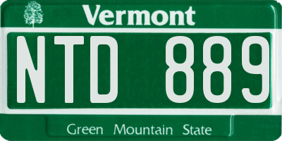 VT license plate NTD889