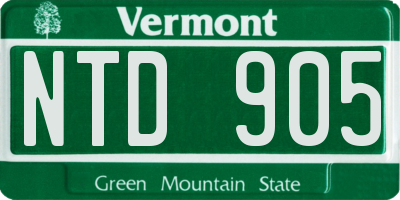 VT license plate NTD905