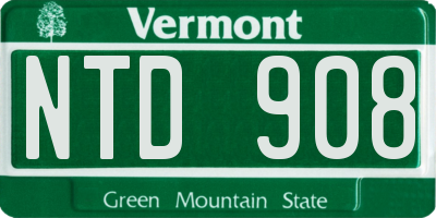 VT license plate NTD908