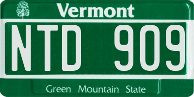 VT license plate NTD909