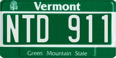 VT license plate NTD911