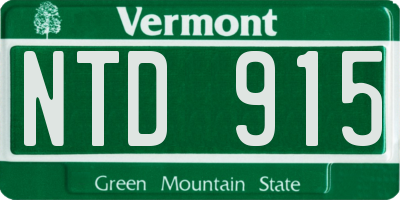 VT license plate NTD915