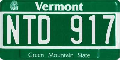 VT license plate NTD917