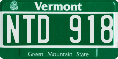 VT license plate NTD918