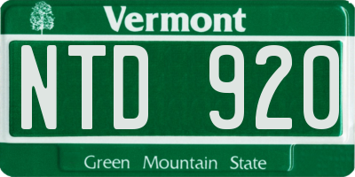 VT license plate NTD920