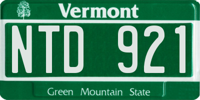 VT license plate NTD921