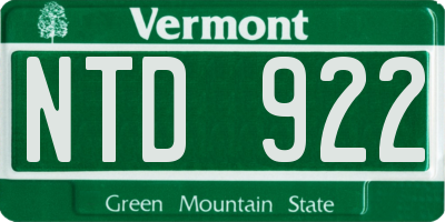 VT license plate NTD922