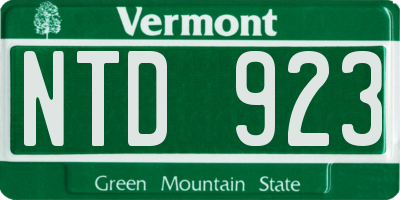 VT license plate NTD923