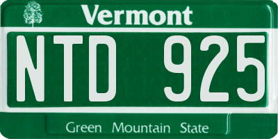 VT license plate NTD925