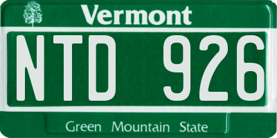VT license plate NTD926