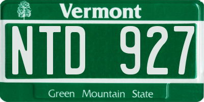 VT license plate NTD927