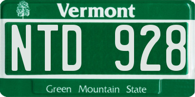 VT license plate NTD928