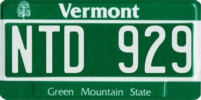 VT license plate NTD929