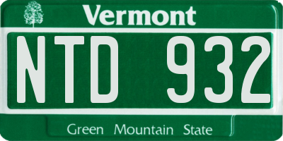 VT license plate NTD932