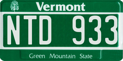 VT license plate NTD933