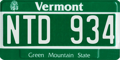 VT license plate NTD934