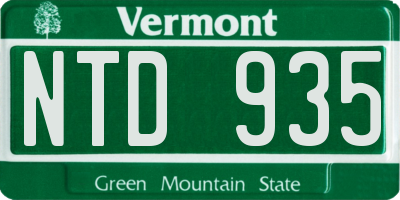 VT license plate NTD935