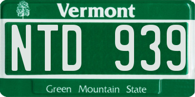 VT license plate NTD939