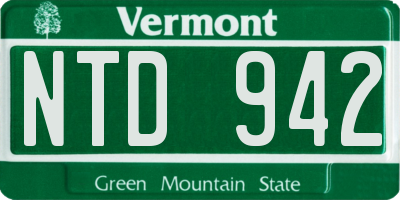 VT license plate NTD942