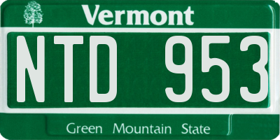 VT license plate NTD953