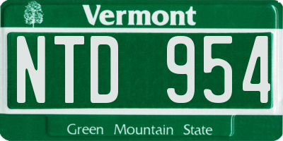 VT license plate NTD954