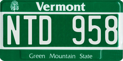 VT license plate NTD958