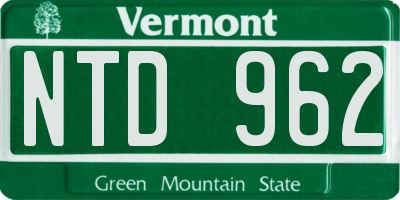 VT license plate NTD962