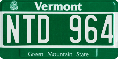 VT license plate NTD964