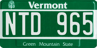 VT license plate NTD965