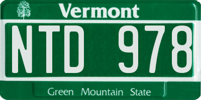 VT license plate NTD978