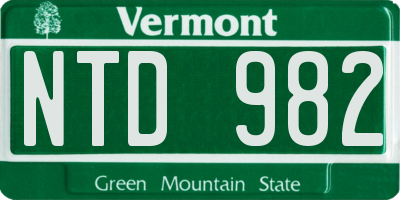 VT license plate NTD982
