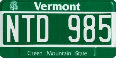 VT license plate NTD985