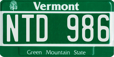 VT license plate NTD986