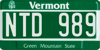 VT license plate NTD989