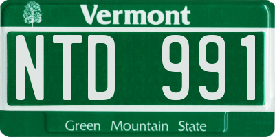 VT license plate NTD991