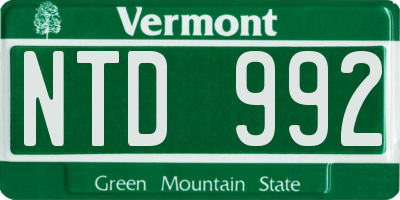 VT license plate NTD992