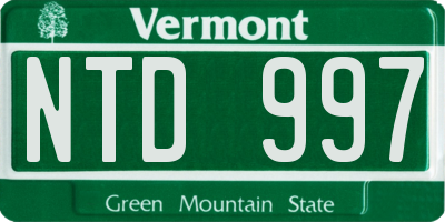 VT license plate NTD997