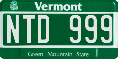 VT license plate NTD999