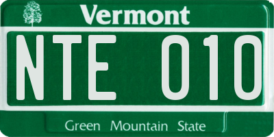VT license plate NTE010