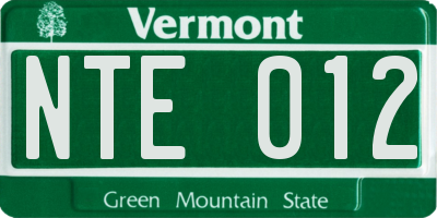 VT license plate NTE012