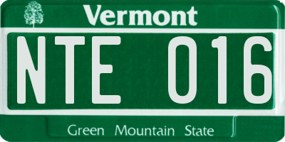 VT license plate NTE016