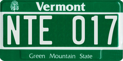 VT license plate NTE017