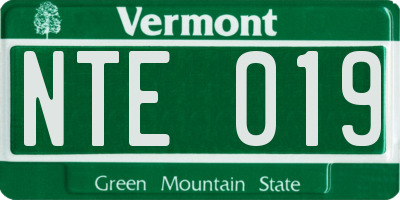 VT license plate NTE019