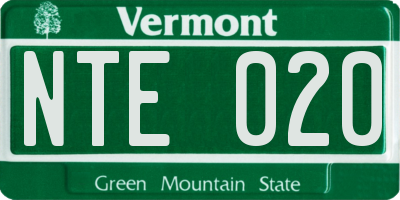 VT license plate NTE020