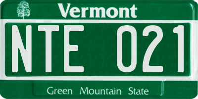 VT license plate NTE021