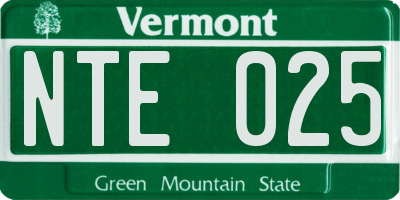 VT license plate NTE025